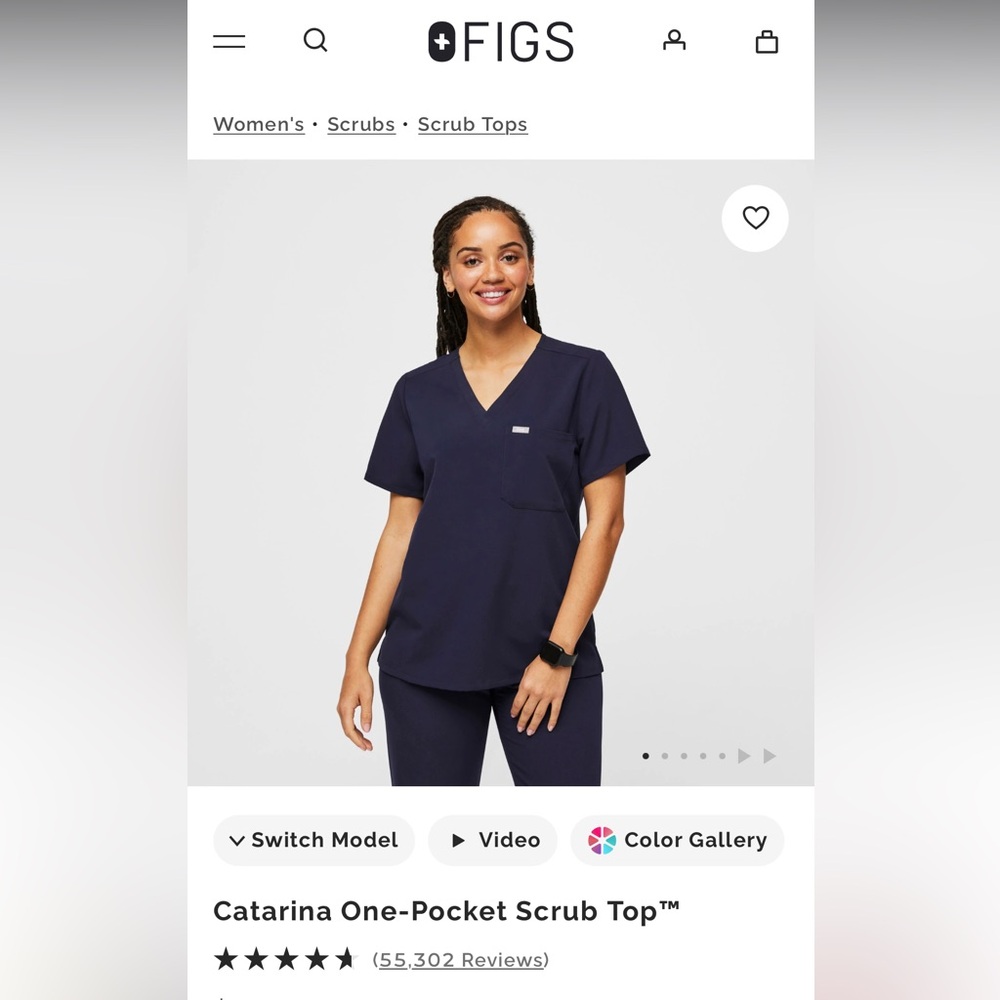 Figs Women's Navy Catarina Scrub Top